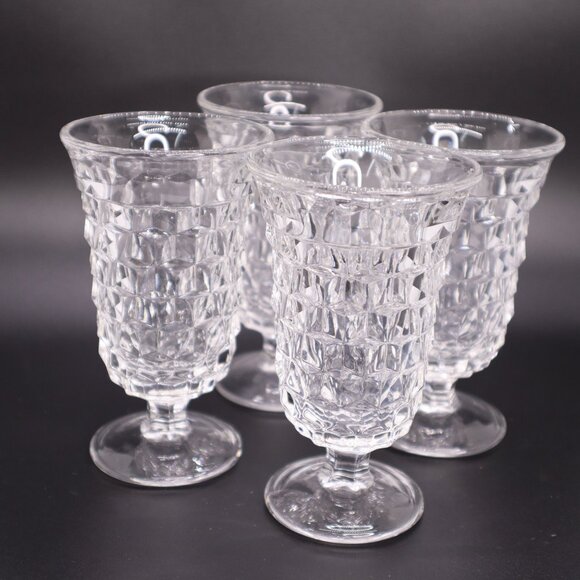 Fostoria American Clear Glass 4 3/4” Footed Tumbler set of 4 vtg - Picture 1 of 9